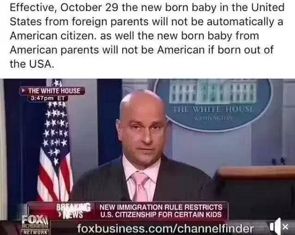 2019年外籍孕妈在美国生的孩子不再是美国公民了?